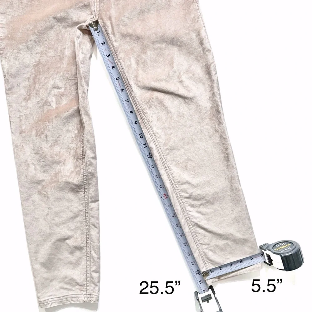 Free People Velvet Champagne Cream High Waist Cropped Skinny Pants Size 26, 2 - Picture 11 of 11